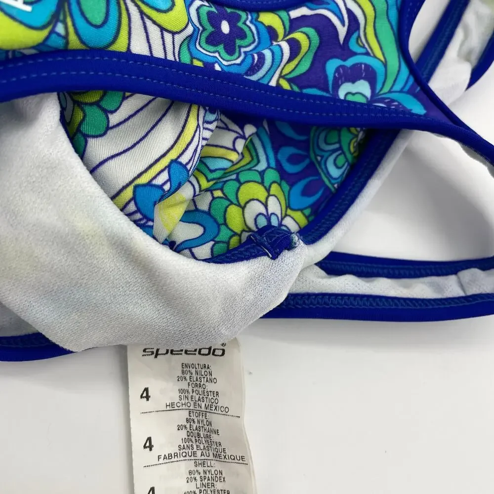SPEEDO Swimsuit One Piece Floral Print Racerback Bathing Suit Baby 18 Months